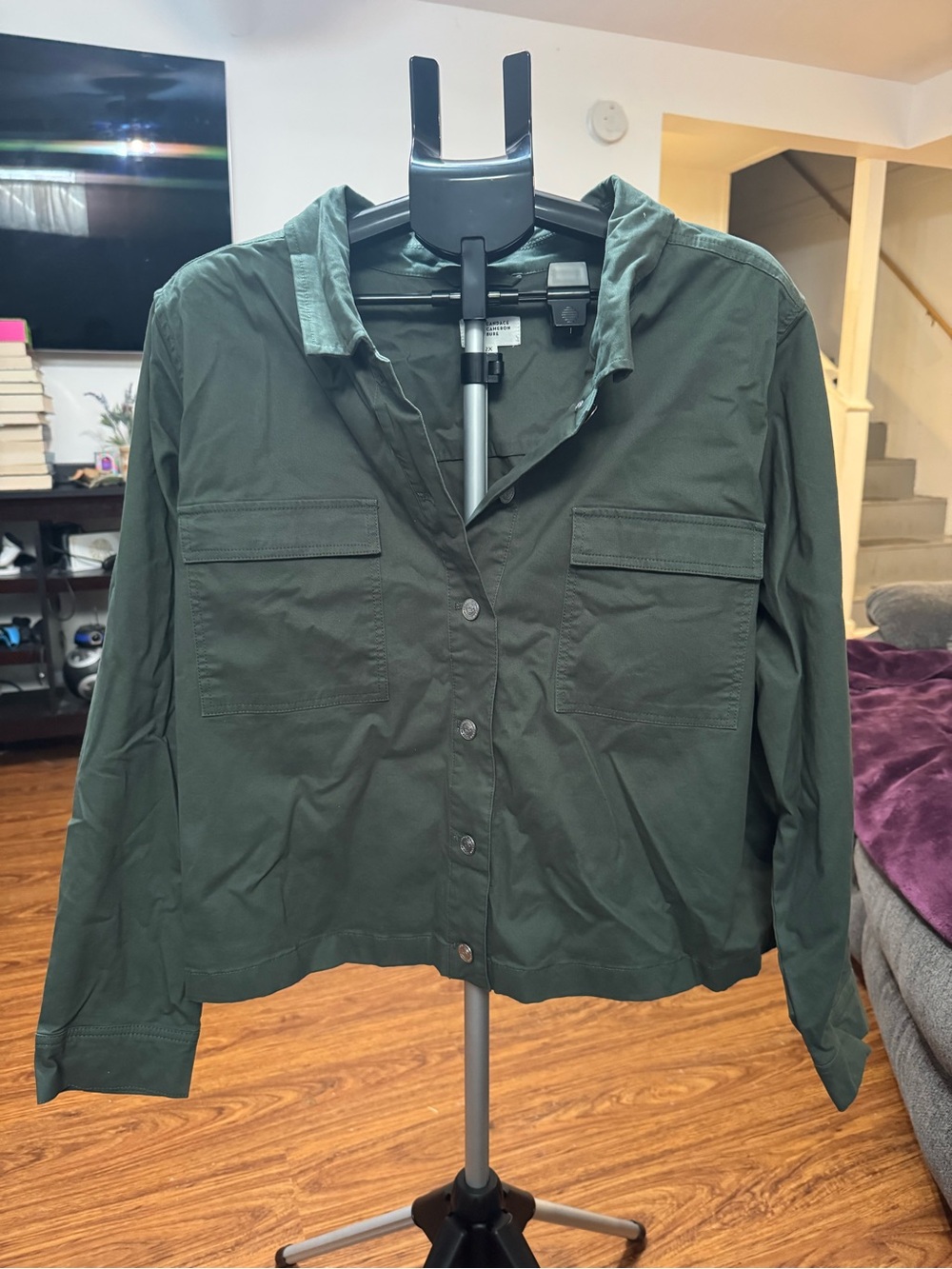 Candace Cameron Bure Forest Green Utility Shirt Jacket